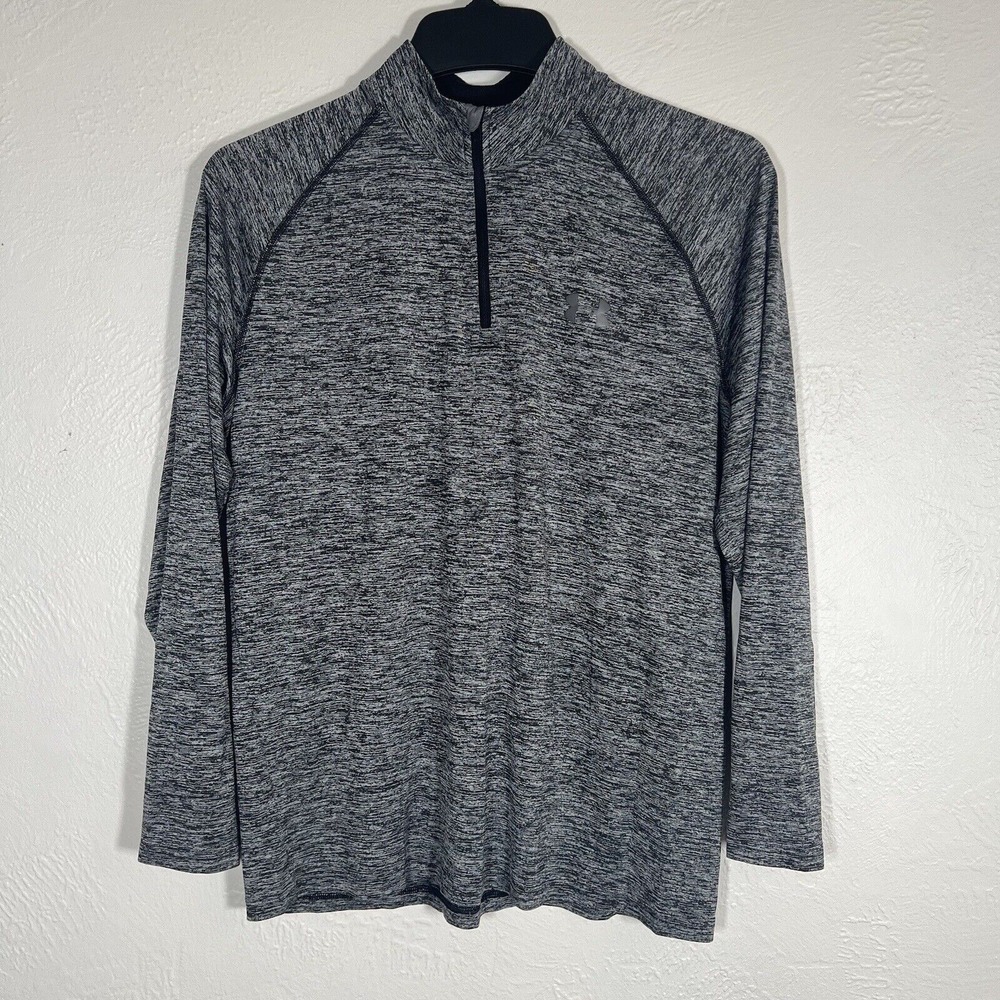 Under Armour‎ Sweater Men Medium Gray Pullover Sweatshirt 1/4 Zipper Long Sleeve